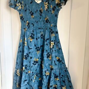 YESNO Blue floral women’s Maxi with pockets dress NWT size small